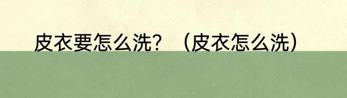 皮衣要怎么洗？（皮衣怎么洗）