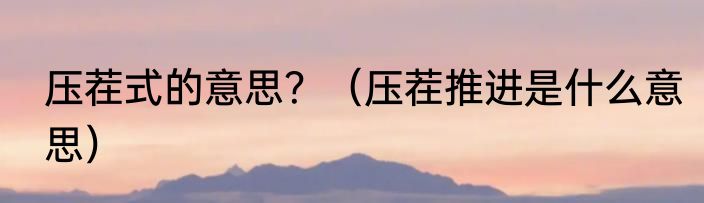 压茬式的意思？（压茬推进是什么意思）