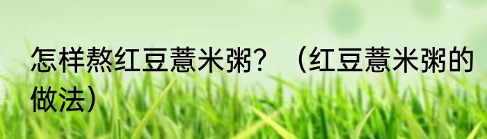 怎样熬红豆薏米粥？（红豆薏米粥的做法）