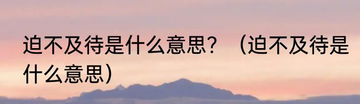 迫不及待是什么意思？（迫不及待是什么意思）