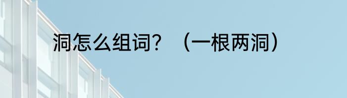 洞怎么组词？（一根两洞）