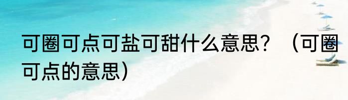 可圈可点可盐可甜什么意思？（可圈可点的意思）