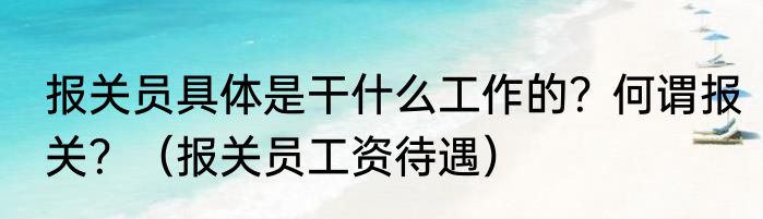 报关员具体是干什么工作的？何谓报关？（报关员工资待遇）
