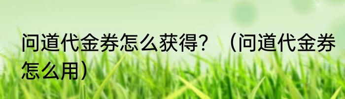 问道代金券怎么获得？（问道代金券怎么用）