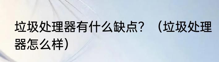 垃圾处理器有什么缺点？（垃圾处理器怎么样）