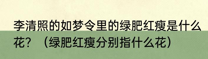 李清照的如梦令里的绿肥红瘦是什么花？（绿肥红瘦分别指什么花）