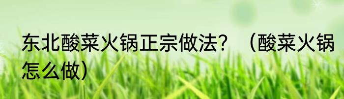 东北酸菜火锅正宗做法？（酸菜火锅怎么做）