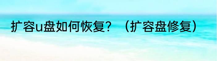 扩容u盘如何恢复？（扩容盘修复）