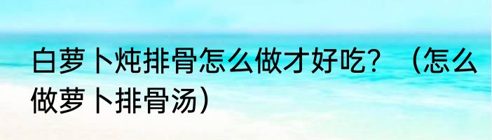 白萝卜炖排骨怎么做才好吃？（怎么做萝卜排骨汤）