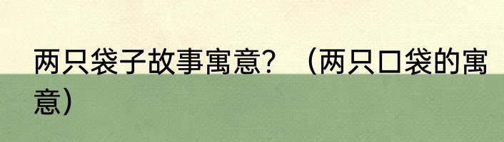 两只袋子故事寓意？（两只口袋的寓意）