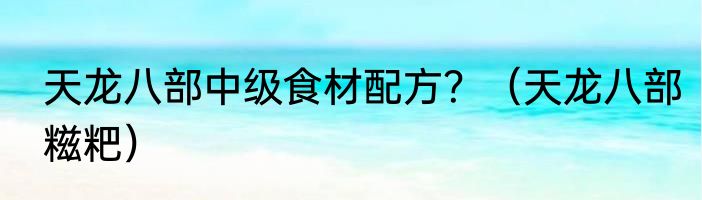 天龙八部中级食材配方？（天龙八部糍粑）