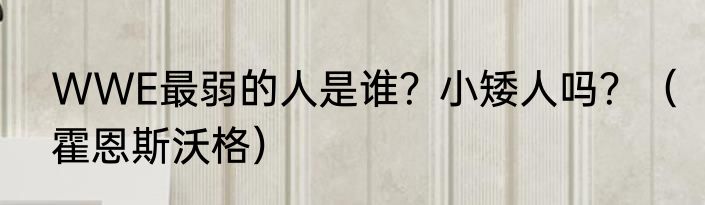 WWE最弱的人是谁？小矮人吗？（霍恩斯沃格）