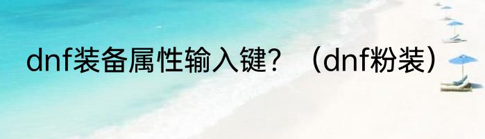 dnf装备属性输入键？（dnf粉装）