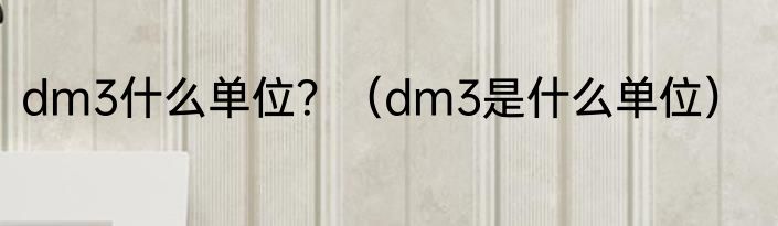 dm3什么单位？（dm3是什么单位）