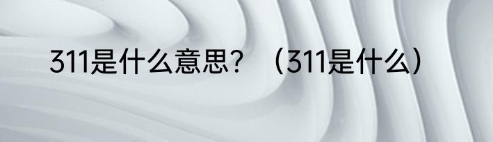 311是什么意思？（311是什么）