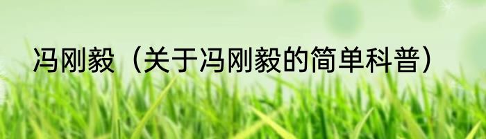 冯刚毅（关于冯刚毅的简单科普）