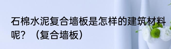 石棉水泥复合墙板是怎样的建筑材料呢？（复合墙板）