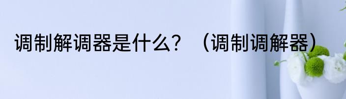 调制解调器是什么？（调制调解器）