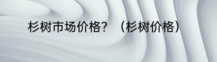 杉树市场价格？（杉树价格）