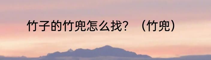 竹子的竹兜怎么找？（竹兜）