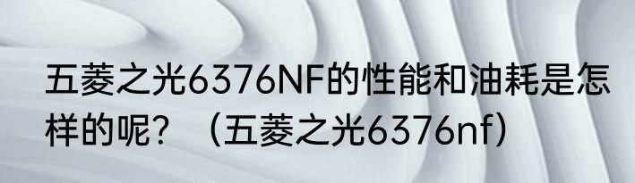 五菱之光6376NF的性能和油耗是怎样的呢？（五菱之光6376nf）