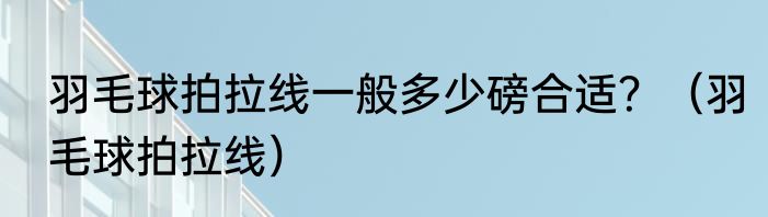 羽毛球拍拉线一般多少磅合适？（羽毛球拍拉线）