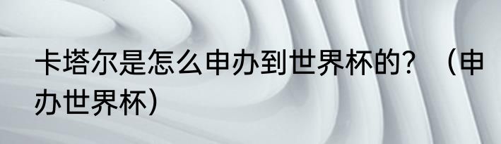 卡塔尔是怎么申办到世界杯的？（申办世界杯）