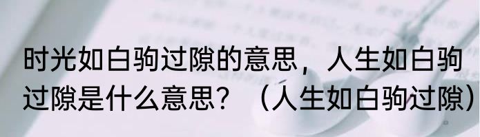 时光如白驹过隙的意思，人生如白驹过隙是什么意思？（人生如白驹过隙）