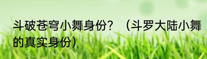 斗破苍穹小舞身份？（斗罗大陆小舞的真实身份）