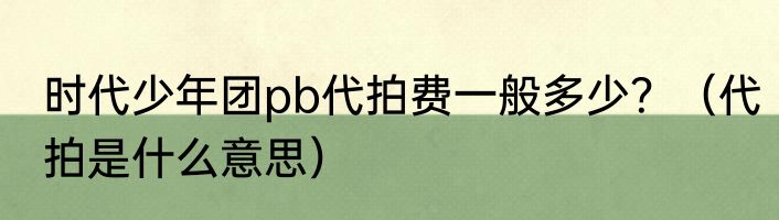 时代少年团pb代拍费一般多少？（代拍是什么意思）