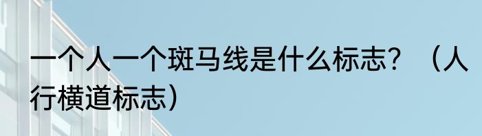 一个人一个斑马线是什么标志？（人行横道标志）