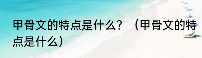 甲骨文的特点是什么？（甲骨文的特点是什么）