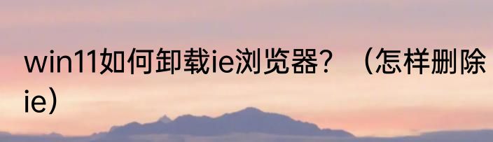 win11如何卸载ie浏览器？（怎样删除ie）