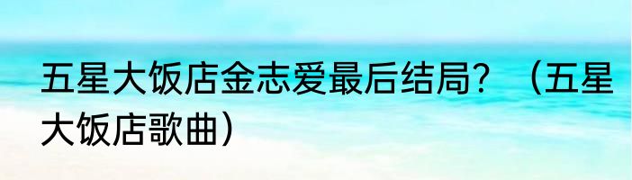 五星大饭店金志爱最后结局？（五星大饭店歌曲）