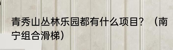 青秀山丛林乐园都有什么项目？（南宁组合滑梯）