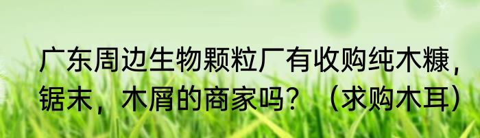 广东周边生物颗粒厂有收购纯木糠，锯末，木屑的商家吗？（求购木耳）