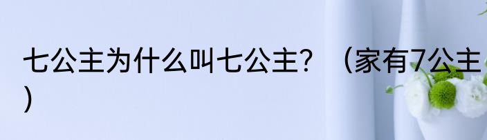 七公主为什么叫七公主？（家有7公主）