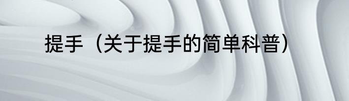 提手（关于提手的简单科普）