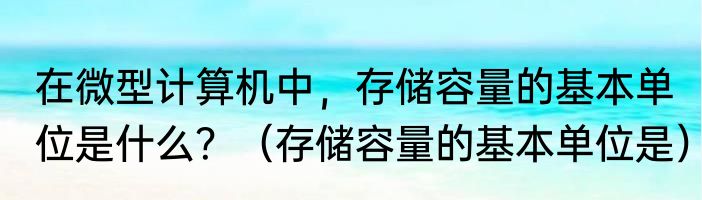在微型计算机中，存储容量的基本单位是什么？（存储容量的基本单位是）