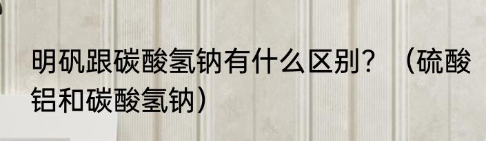 明矾跟碳酸氢钠有什么区别？（硫酸铝和碳酸氢钠）