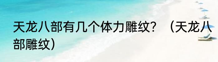 天龙八部有几个体力雕纹？（天龙八部雕纹）