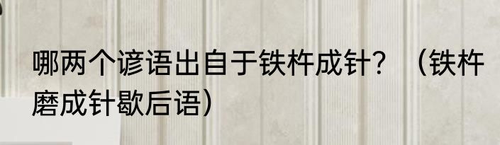 哪两个谚语出自于铁杵成针?(铁杵磨成针歇后语)