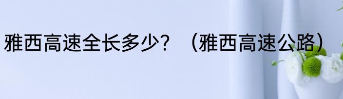 雅西高速全长多少？（雅西高速公路）