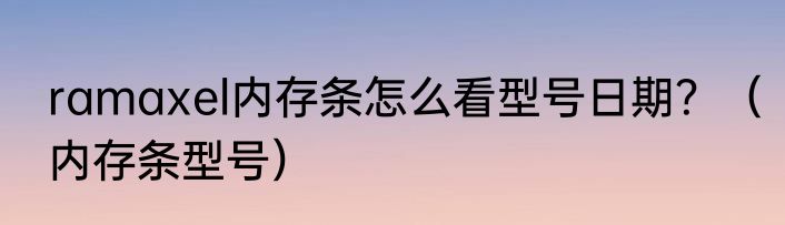 ramaxel内存条怎么看型号日期？（内存条型号）