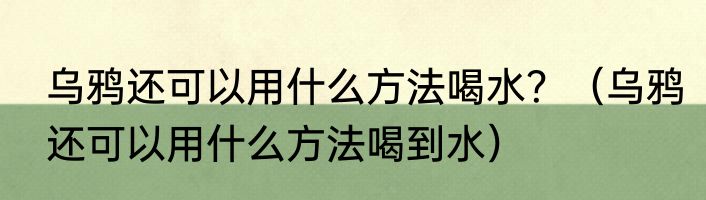 乌鸦还可以用什么方法喝水？（乌鸦还可以用什么方法喝到水）