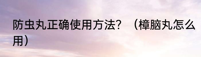 防虫丸正确使用方法？（樟脑丸怎么用）