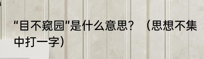 “目不窥园”是什么意思？（思想不集中打一字）