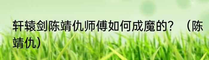 轩辕剑陈靖仇师傅如何成魔的？（陈靖仇）
