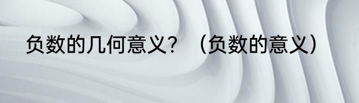 负数的几何意义？（负数的意义）