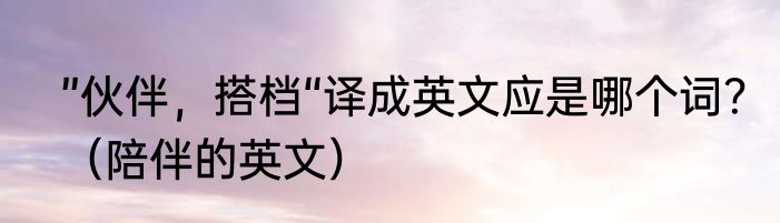 ”伙伴，搭档“译成英文应是哪个词？（陪伴的英文）
